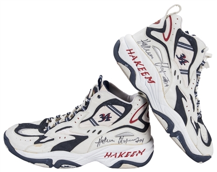 Hakeem Olajuwon Game Used & Signed Houston Rockets Spalding Sneakers (Player LOA & JSA)